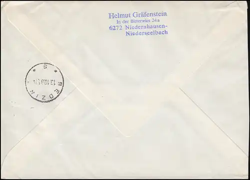 806 Immanuel Kant NACHAUFLAGE gelbe Fluoreszenz auf Auslandsbrief SSt 5.10.1981