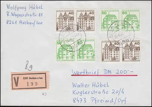 1037-1038 BuS 40+50 Pf deux paires chacune sur la lettre de valeur AUSCHAU 26.6.1981