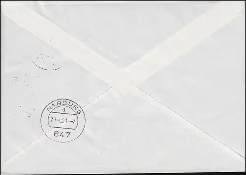 1037-1038 BuS 40+50 Pf deux paires chacune sur la lettre de valeur AUSCHAU 26.6.1981