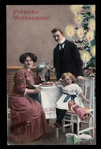 AK Weihnachten: Familienglück beim Weihnachspunsch BRANDENBURG/HAVEL 24.12.1913 