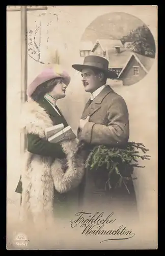 Photo AK Noël: cadeaux d'amour paysage hivernal, VIENNE 24.12.1917