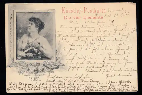 Künstler-AK Die vier Elemente - Feuer: Frau mit Messer, Hammer, TANNRODA 1898