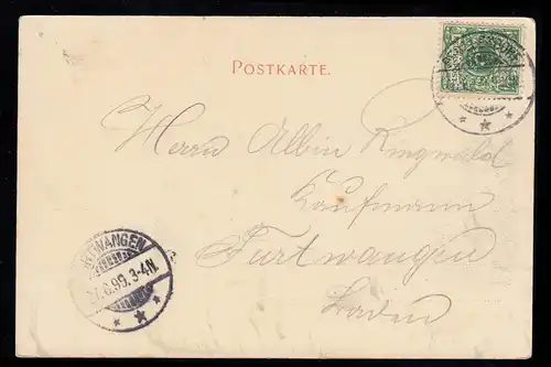 AK J.v. Berres: Quartation, POLLENDORF 26.6.1899 après FURTWANGEN