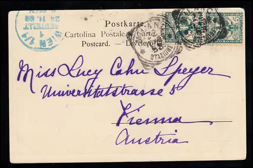 AK artiste Franz Doubek: Salut du matin - Amor am Fenêtre, MILAN 22.11.1909