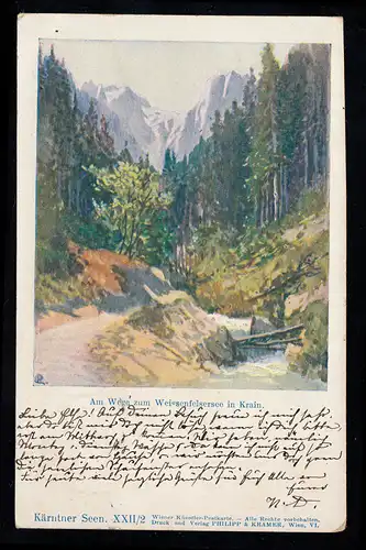 Artiste-AK Peinture: Sur le chemin du lac Weissenfelsersee à Crain, BERLIN 9.12.1898