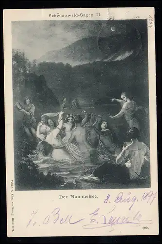 Künstler-AK Schwarzwald-Sagen: Der Mummelsee - Tanzende Nymphen, SEEBACH 8.8.97
