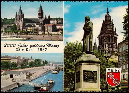 375 Mainz auf passender AK als FDC mit ESSt MAINZ Erstausgabe 2000 Jahre 10.5.62