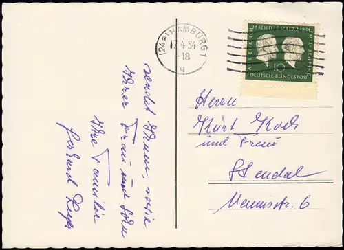 197 Honnête et Behring en tant qu'EF sur AK Pâques, HAMBURG 17.4.1954