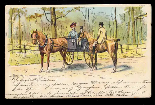 AK Bezniez: Un éclaireur avec femme et cheval et cavalier, BERLIN 26.11.1901