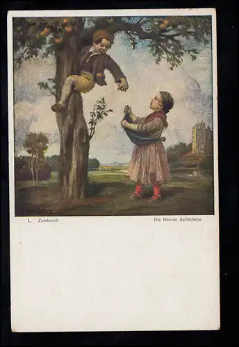 AK Artiste L. Zumbusch: Les petits voleurs de pommes, VOYAGE D'ÂGE 19.9.1925
