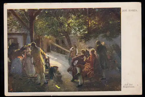 AK Artiste Johann Hamza: Sur le chemin de fer à Kegelbahn, Galerie Artistes viennois inutilisé