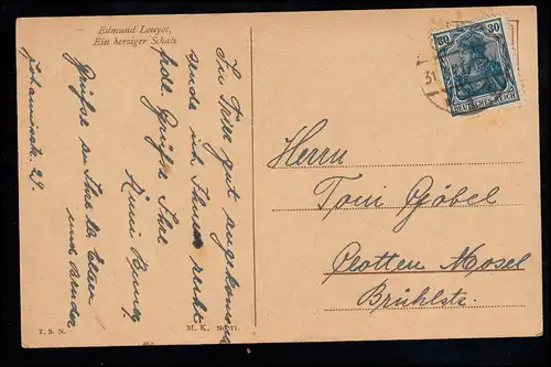 Enfants-AK Edmund Louyot: Un trésor chaleureux - Fille avec Tasse TRIER 31.3.1921