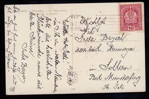 Enfants-AK Klimes: Un secret - Enfants à la banque, LInz 11.7.1917