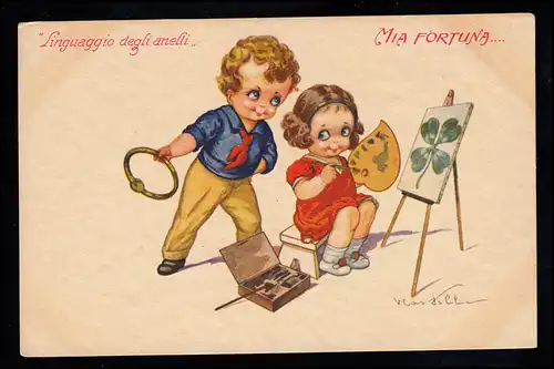 Italie Enfants-AK La langue des anneaux - le bonheur toute une vie! inutilisé