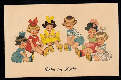 Kinder-AK Hahn im Korb, HAINBURG an der DONAU 26.11.1927