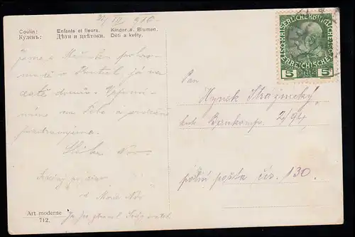 Enfants-AK Coulin: Enfants sur le bois de fleurs, KOUTY 31.7.1916