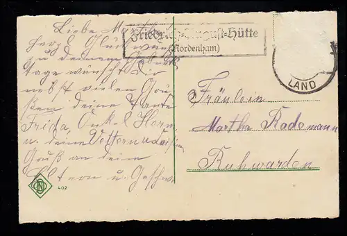 Landpost-Stempel Friedrich-August-Hütte (Nordenham) auf Karikatur-AK um 1910