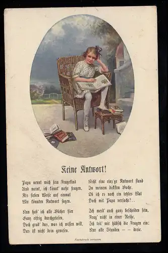 Enfants-AK Lire la jeune fille poème Pas de réponse! Série colorée Série inutile