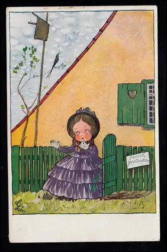 AK pour enfants fraîchement peint! Couleur verte sur les gants, ENGMAR 8.12.1930