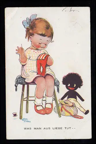 AK pour enfants M.L. Attwell: Ce qu'on fait par amour ... KLAGERFURT 20.8.28, Knick