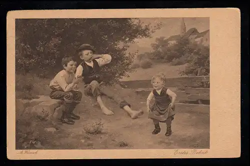 Kinder-AK M. Wunsch: Erstes Debut - Tanzendes kleines Mädchen, SALZBURG 5.4.1922