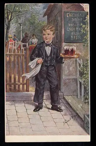 Enfants AK Garçon servi dans la frack comme serveur dans le jardin de bière, non utilisé