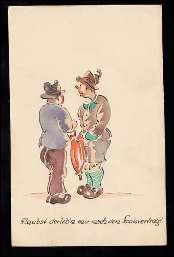 Caricature-AK Le traité d'État - Les deux sceptiques, inutilisé