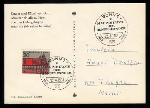 416 Ancien Hôtel de Ville de Hanovre / Basse-Saxe sur Kinder-AK Wippe ESSt Bonn 29.4.64