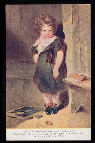 Enfants-AK Joseph Danhauser: La petite tête de Trotkopf, Carte postale locale VIENNE 1.2.1916