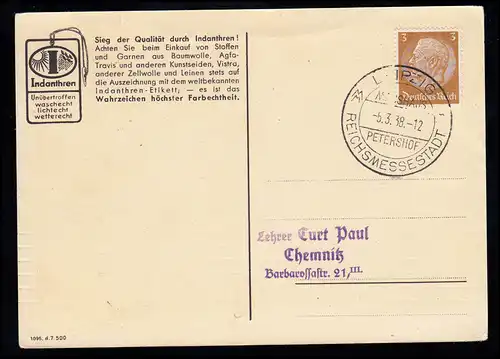 Kinder-AK W. JÜTTNER: Indanthren-Reigen, Werbe-Postkarte SSt LEIPZIG Messe 1938