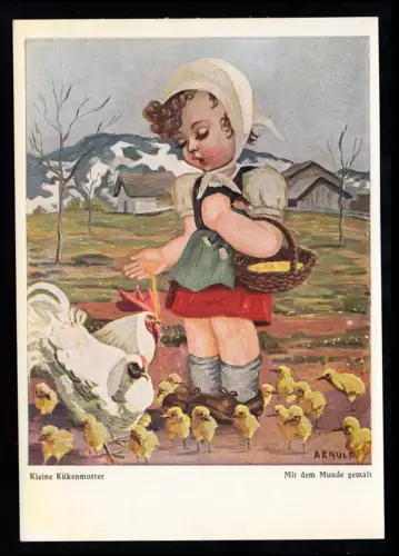 AK pour enfants d'Arnult: Petite poussin - peinte avec la bouche, non utilisée