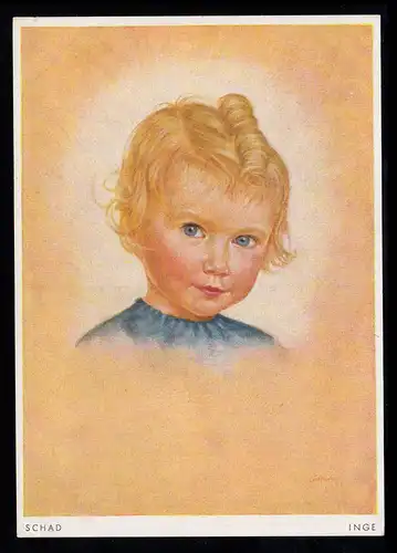Enfants-AK Schad: La fille Inge, édition d'art Ludwig Möller Lubeck, inutilisé