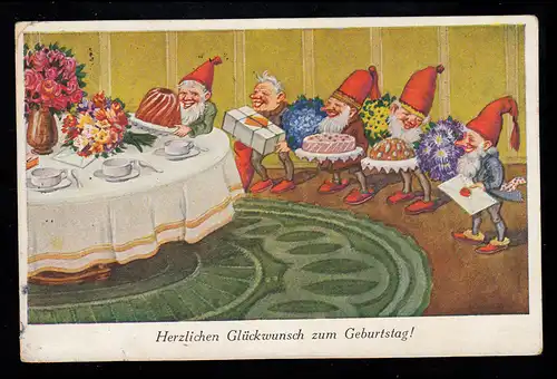 Caricature AK Nains couvrent table d'anniversaire, BREMEN 27.2.1928