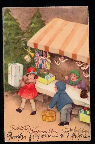 Enfants-AK Noël: achat de cadeaux sur le marché de Noël, DUISBURG 24.12.36