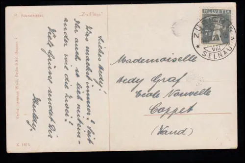 Enfants-AK R. Borrmeister: Gonflement - Fille en robe rouge, ZÜRICH SELNAU 1920