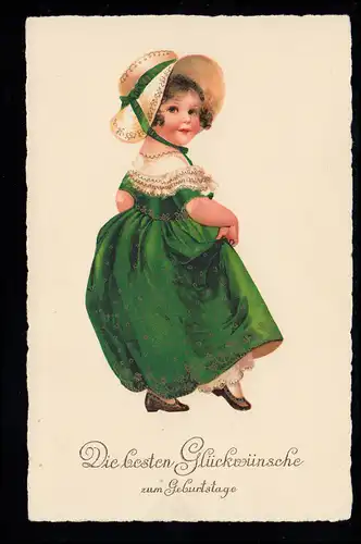 Kinder-AK Lächelndes Mädchen - Mein Sonntagskleid, beschriftet 1931