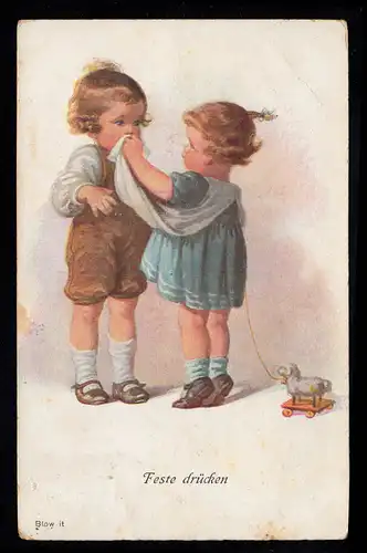 Kinder-AK Die Nase ist voll: Feste drücken! DÜSSELDORF 16.5.1922