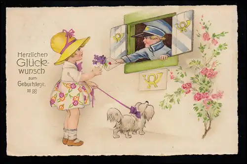 AK pour enfants Au courrier: Postier remet carte d'anniversaire, WATTENSCHEID 26.4.29