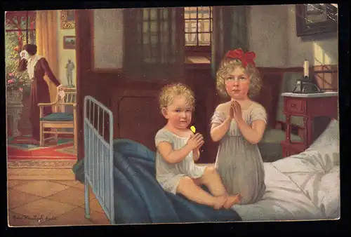 Enfants-AK prières du soir des frères et sœurs - Mère pleurant, Novitas, inutilisé