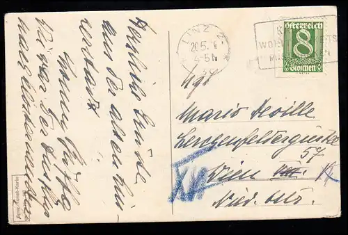 Kinder-AK Mädchen und Junge beobachten eine Schnecke, LINZ 20.5.1926