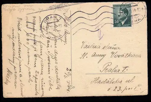 Enfants-AK Son jeu de violon sous sa fenêtre, PRAG / PRAHA 1.3.1944