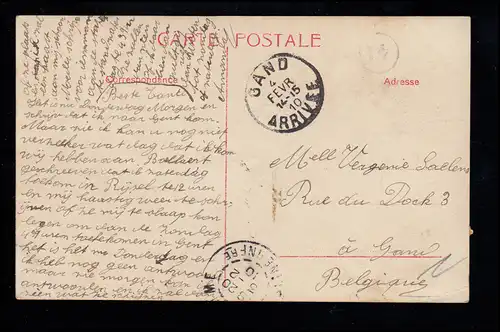 France Enfants-AK Fille rêveuse avec des fleurs, colorée, GAND 4.2.1910