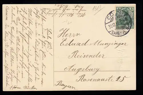 Enfants-AK Nouvel An: Deux filles déménagent à la réveillon du Nouvel an à l'horloge à pendule, CÖLN 1913