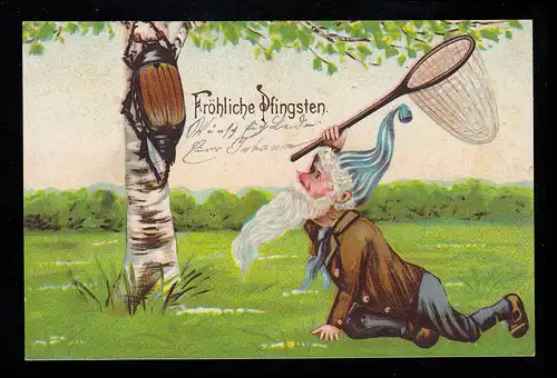 Caricature-AK Pentecôte: Nain avec des caïds attrape Maikcäfer, OLDENBURG 11.6.1905
