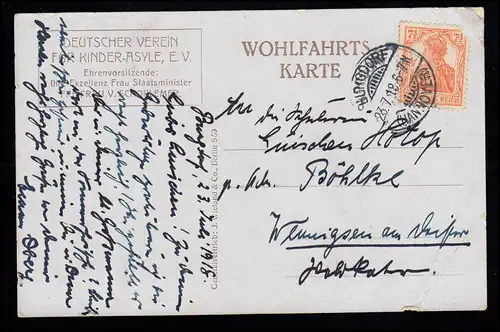 Kinder-AK Trachten - Das Geheimnis, Wofa-Karte, BURGDORF (HANNOVER) 23.7.1918 