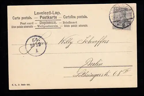 Enfants-AK Noël: Biedermeier Mère avec fille Poupée BERLIN C. 24.12.1903