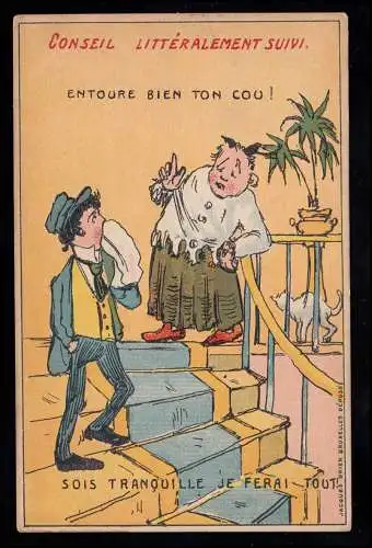 Belgique Caricature Conseil mot: Enveloppez bien votre cou! 1907