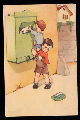 Kinder-AK Der Briefkasten - Gemeinsam schaffen wir es! PUTIGNANO / BARI 1951