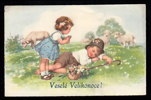 Enfants-AK Pâques: Le berger endormi est réveillé, JINCE 15.4.1938