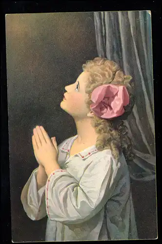 Enfants-AK Wilhelm faim: Filles à la prière du soir, Éditeur de tiges, inutile